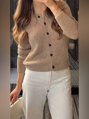 Zara rustic tape-yarn knit button-front cardigan. M NWT